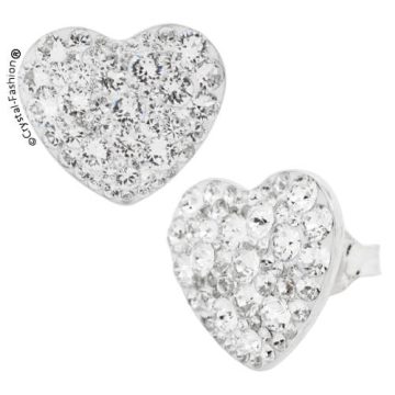 Cercei Argint Inima Swarovski Chaton Heart