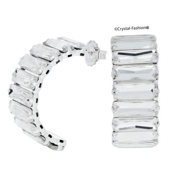 Cercei circulari cu cristale Baguette