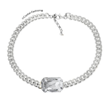 Lant Cuban Gros Cristal Swarovski Octagon Clear