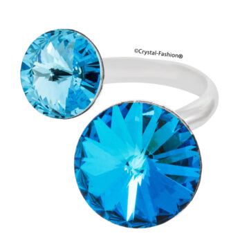 Inel Adjustabil Cristale Swarovski Rivoli Albastru