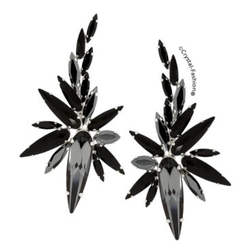 Cercei Lungi Earcuff Cristale Negre