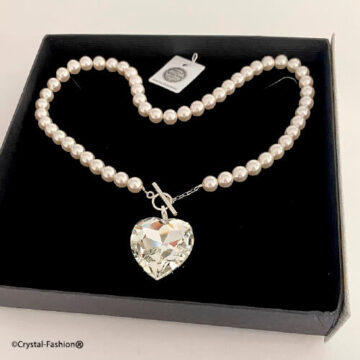 Colier Perle Cristal Inima Charming
