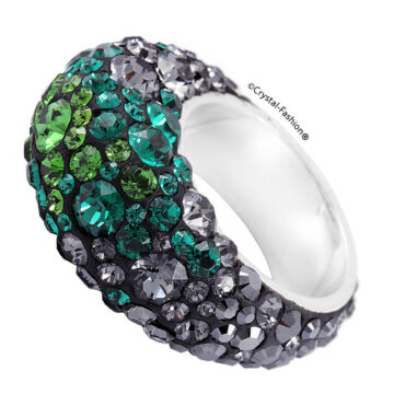 Inel Argint Cristale Swarovski Marunte Verde-Negru