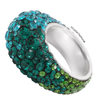 Inel Argint Cristale Swarovski Marunte Verde Turcoaz;