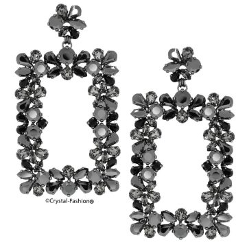 Cercei Swarovski Eleganti cu Cristale Rectangle Negru