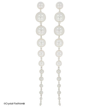 Cercei Mireasa Lungi Perle Albe Swarovski