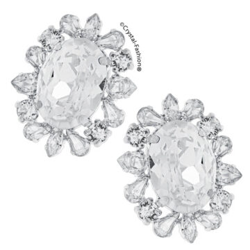 Cercei Cristale Swarovski Oval Alb