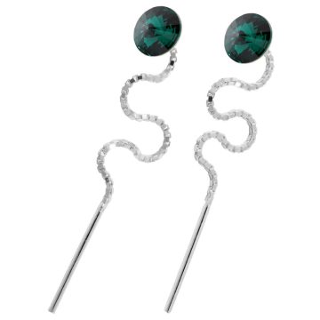 Cercei Argint Lantisor Rivoli Verde