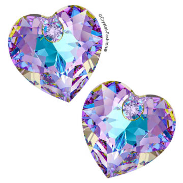 Cercei Argint Inima Cristal Swarovski Mov