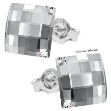 Chessboard Cercei Argint cu Cristal Patrat