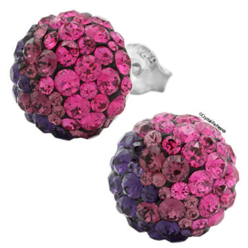 Cercei Argint Swarovski Ball Fuchsia