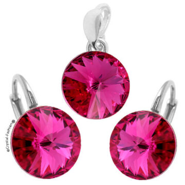 Rivoli Set din Argint cu Cristale Fuchsia