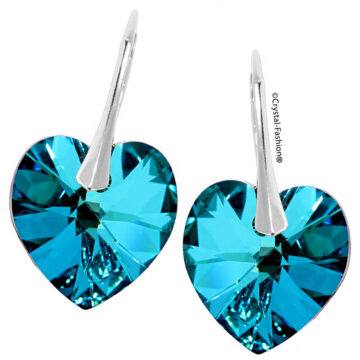 Cercei Argint Tortita Inima Cristale Swarovski Albastru