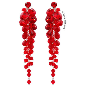 Cercei Lungi Swarovski Rosu