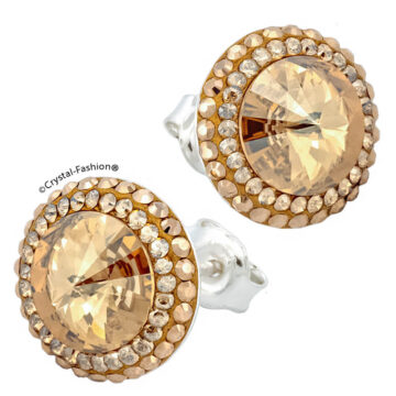 Cercei Argint Swarovski Rivoli Aurii
