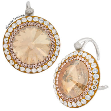 Cercei Aurii Argint Tortita Swarovski Rivoli Queen
