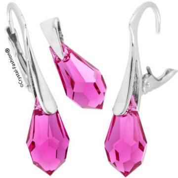Set Argint Swarovski Cercei Pandantiv Drop 13
