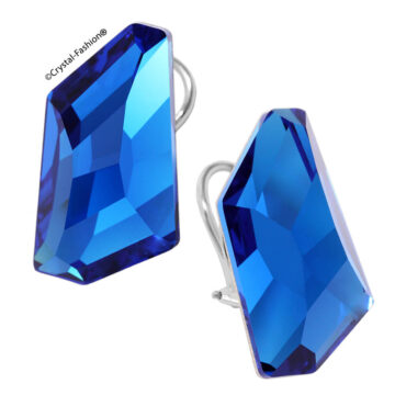 Cercei Swarovski Clips Cristal Neregulat Albastru