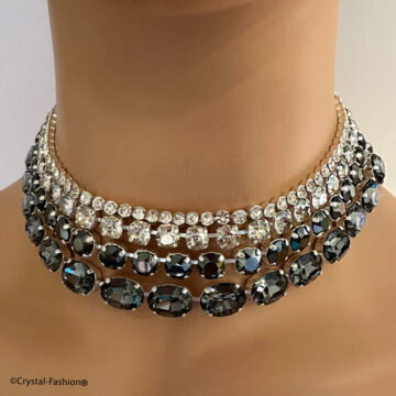 Choker Randuri Margot Negru Swarovski