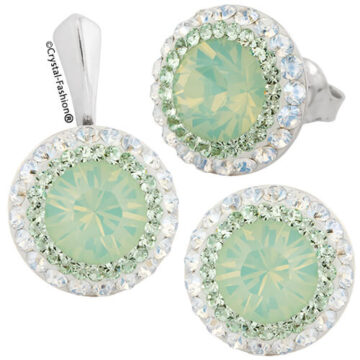 Set Bijuterii Argint Swarovski England Queen Verde