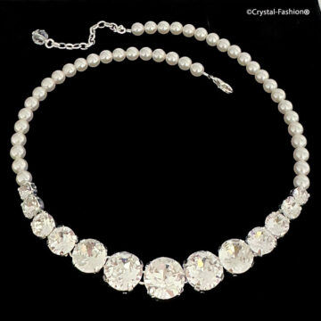 Colier Perle si Cristale Tennis Clear