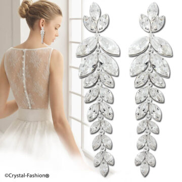 Cercei Lungi Eleganti Cristale Fishtail Clear