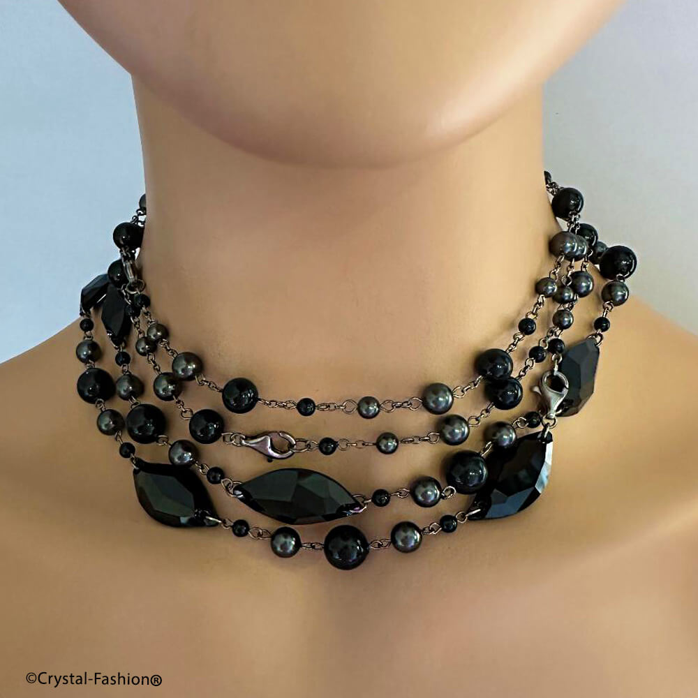 Colier Swarovski Lung de Perle si Cristale