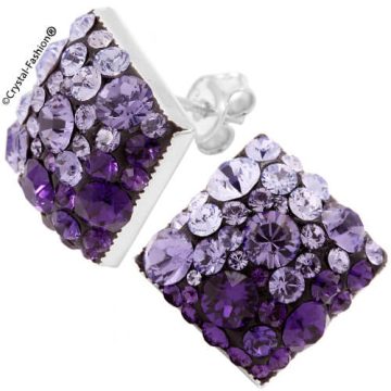 Cercei Swarovski Mici Patrati Cristale Violet