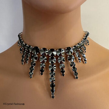 Choker Swarovski Divina Cristale Negre