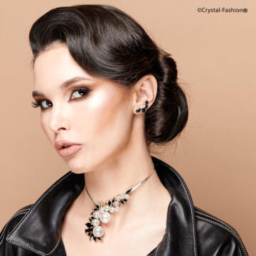 Colier Rigid Swarovski Macy Perle Cristale Negre