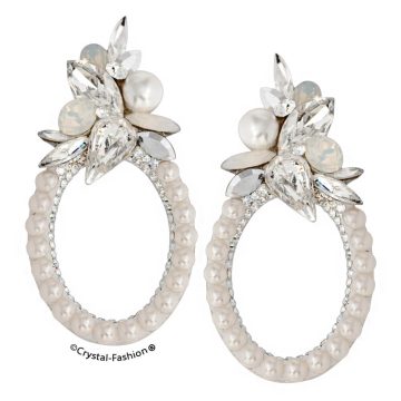Cercei Eleganti Oval Cristale Dollie Perla
