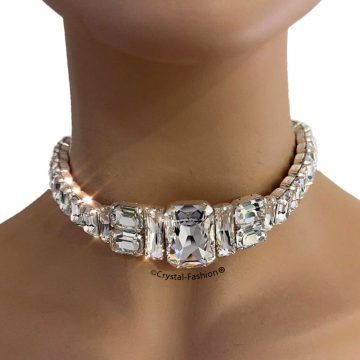 Choker Cristale Swarovski Geometric Clear