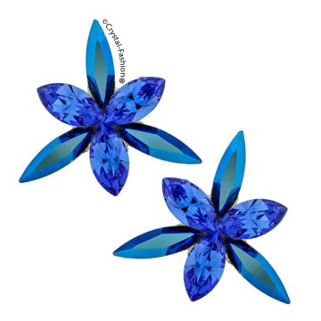 Cercei Argint Floare Swarovski Blue
