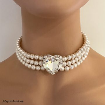 Choker Perle Swarovski Albe
