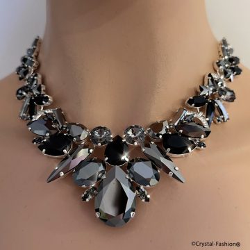 Colier Swarovski Statement Cristale Kleopatra Negru