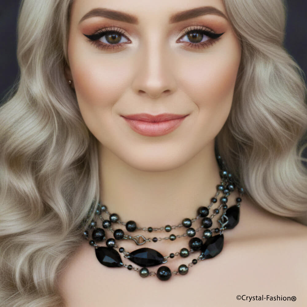 Colier Perle Swarovski Negre