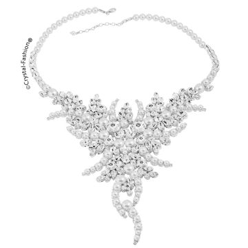 Colier Mireasa Swarovski Perle si Cristale