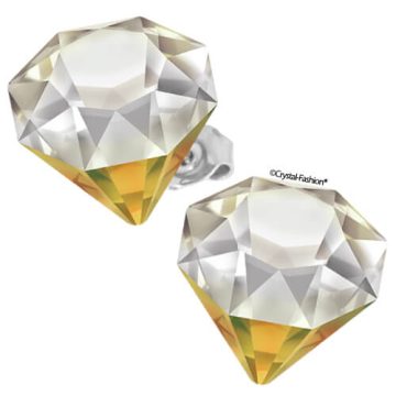 Cercei Argint Swarovski Tilted Chaton Galben