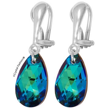 Cercei Clips Argint Swarovski Albastru