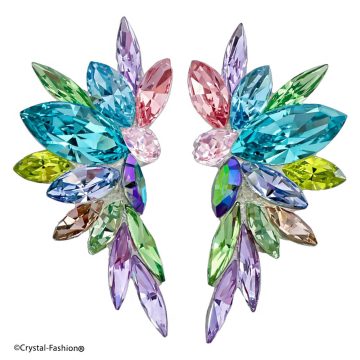 Cercei Argint Cristale Multicolore
