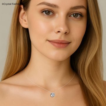 Lantisor cu fir transparent si Swarovski Rivoli 6mm Cristal Clear