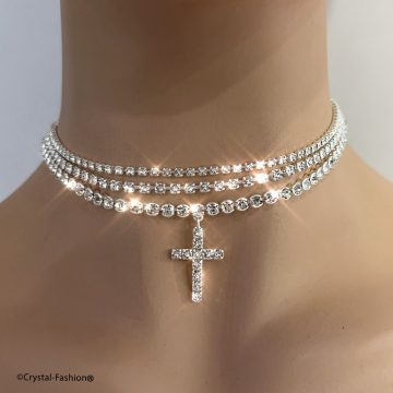 Choker Cristale Swarovski Cruciulita Bianca Draguseanu