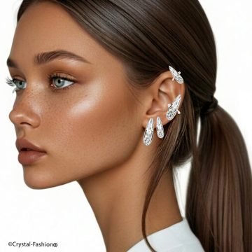 Cercei RainDrops si Ear Cuff Swarovski