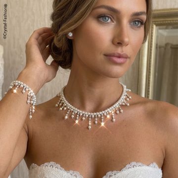 Colier Swarovski Franjuri Perle Clasice si Cristale