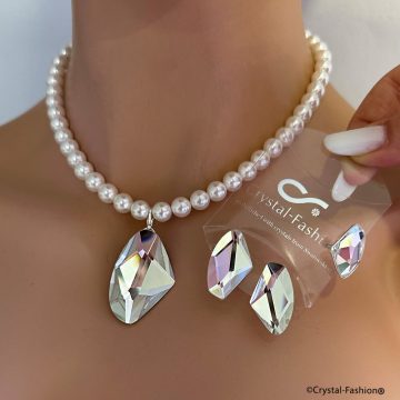 Set Bijuterii Cristal Galactic si Perle Clear