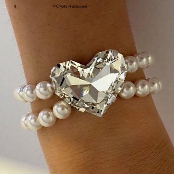Bratara Swarovski Cristal Inima si Perle