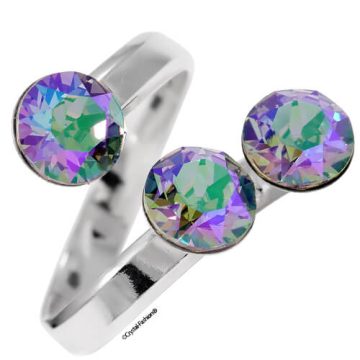 Inel Argint Adjustabil Cristale Swarovski Mov