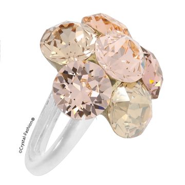 Inel Argint Floare Swarovski Aurie