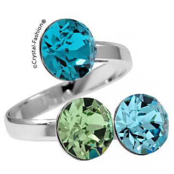 Inel Argint Cristale Swarovski Albastre
