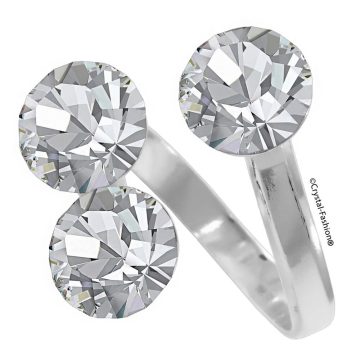 Inel Adjustabil Argint CristaleSwarovski Alb